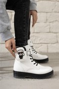 Resim RANA SHOES Beyaz Rugan Fermuarlı Cep Detaylı Kız Çocuk Botu 