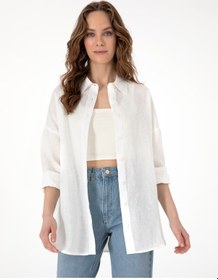 Resim Pierre Cardin Kadın Beyaz Gömlek Desenli 50301078-vr013 Beyaz 
