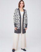 Resim Peraluna Uzun Leopar Desenli Kadın Triko Hırka Antrasit Melanj Antrasit Melanj 