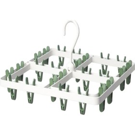 Resim TeknoTrust Beyaz 36x36x4 cm Çamaşır Kurutma Askısı, 24 Mandallı, Plastik, Pratik ve Hafif 
