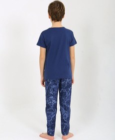 Resim Vitmo Erkek Çocuk Kısa Kollu %100 Pamuklu Pijama Takımı Sail Lacivert 