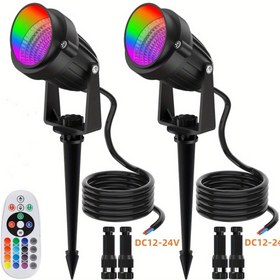 Resim 2/4/6/8/10 adet Düşük Voltajlı Peyzaj Işıkları, DC12V, RGB+Sıcak Işık, Noel Spot Aydınlatması Açık Hava 10W RGB Renk Değiştiren LED Peyzaj Aydınlatma, Su Geçirmez IP66 Nokta Işıklar Renkli Yükseltme Çok Renkli Yükseltme 