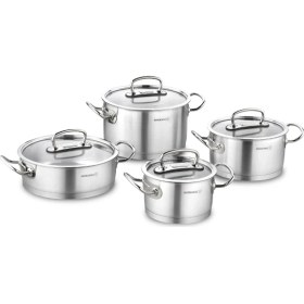 Resim Korkmaz Proline 8 Parça Inox Derin Tencere Seti 18/10 Paslanmaz Çelik 16-20-24 cm İndüksiyon ve Fırın Kullanımına Uygun 