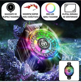Resim Coofbe Gösteregeli 5000 Rpm Turbo Fan Işıklı Klipsli Buz Etkili Telefon Soğutucu Radyatör Tüm Telefonlara Uyumlu 