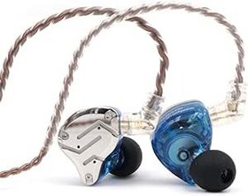 Resim LINSOUL KZ ZS10 Pro, 4BA + 1DD 5 sürücü kulak içi monitör, HiFi kablolu kulaklık, oyun kulaklığı, paslanmaz çelik ön plakalı hibrit IEM kulaklık, 2 kutuplu çıkarılabilir kablo (mikrofonlu, mavi) 