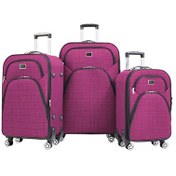 Resim Louisiana Polo 1081 4 Teker Kumaş Pembe 3'lü Valiz Seti 