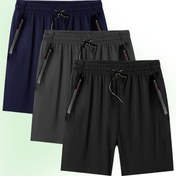 Resim 1 Adet Erkek Büyük Beden Şort - Bol Kesim, Hızlı Kuruyan Polyester Koşu Şortu Ayarlanabilir Bağcıklı Bel, Yaz, Antrenman ve Plaj Giyim için İdeal, Plaj Giyim | Ayarlanabilir Bel Bağı | Polyester Kumaş 