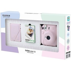 Resim Fujifilm Instax Mini 12 Fotoğraf Makinesi + 10'lu Film + 28'li Mini Albüm Bundle Box Pembe 