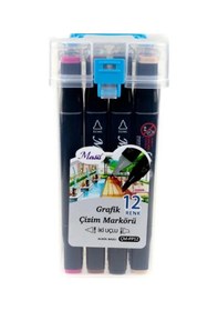 Resim Twin Çift Uçlu Marker Kalemi Plastik Kutu Seti 12li 