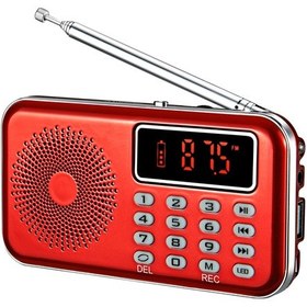 Resim Samdoo Kırmızı Y-619 Mini Fm Radyo: 2 İnç Ekran, Usb/tf/aux Çalma, Kulaklık, Kayıt Ve Acil Led Feneri 