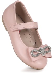Resim Kiko Kids Bowtie Papyon Taşlı Cırtlı Kız Çocuk Babet Ayakkabı 