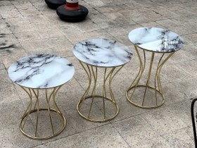 Resim Brc KUM SAATİ Zigon 1032 Beyaz Mermer Desen Metal transmisyon Çelik GOLD Renk Kaplama El Yapımı 