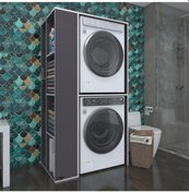 Resim Kenzlife Çamaşır-Kurutma Makinesi Dolabı Demyan Sol Gri 180*090*60 Banyo Kapaksız Arkalıksız Çok Renkli 