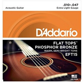 Resim D'Addario EFT15 10-47 Flat Tops Phosphor Bronze Extra Light Akustik Gitar Tel Seti 