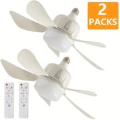 Resim 2 adet AOSUI Modern Tavan Fanı Işıkları Hafıza Fonksiyonu ve Uzaktan Kumanda ile - 3 Hızlı 5 Bıçaklı Tasarım, E27/E26 Taban, 44.96 cm Beyaz Soketli Mutfak, Yatak Odası, Depo ve Küçük Odalar için, LED Aydınlatma, Kolay Kurulum, Mükemmel Hediye Fikri, Tavan Fanı Işık Aparatı, Depo Aydınlatma, Şık Işık Tasarımı, Dayanıklı Işık Aparatları 
