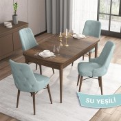 Resim Canisa Concept Iza Serisi, 80 X 132 cm Açılabilir Mdf Masa, Barok Ahşap Desen Mutfak Masa Takımı, 4 Sandalye 