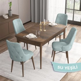 Resim Canisa Concept Iza Serisi, 80 X 132 cm Açılabilir Mdf Masa, Barok Ahşap Desen Mutfak Masa Takımı, 4 Sandalye 