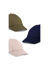 Resim Unisex 3'lü Set Haki,taş Ve Lacivert Renk Beyzbol Şapka - Unisex Çok Renkli 
