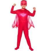 Resim Owlette Baykuş Kız - Tulum + Pelerin + Maske Kedi Çocuk Kostümü - Baykuş Kız Kırmızı 