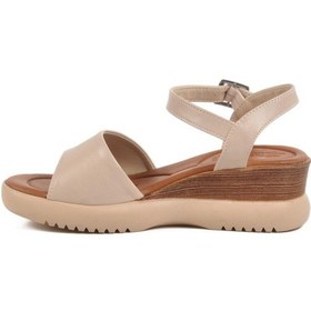 Resim Bej Kadın Topuklu Sandalet T-003 Z Bej 