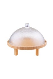 Resim MuratogluHome Kuga Cam Kapaklı Ayaklı Kek Fanusu 30 Cm bambum 