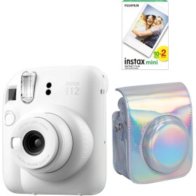 Resim Fujifilm Instax Mini 12 Beyaz Fotoğraf Makinesi 20'li Film ve Parlak Kılıf Seti 
