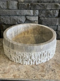 Resim Polen Stone Silver Traverten Taş Dekoratif Patlatma Modeli Lavabo 