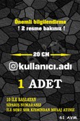 Resim 61 AVM Kişiye Özel İnstagram Logolu Kullanıcı Adı Sticker Folyo - 2 Adet 20 Cm - Beyaz - 