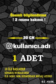 Resim 61 AVM Kişiye Özel İnstagram Logolu Kullanıcı Adı Sticker Folyo - 2 Adet 20 Cm - Beyaz - 