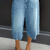 Resim Kadınlar için Esnek Denim Bermuda Şortları - Rahat Geometrik Desen, Orta Uyluk Uzunluğu, Yıkanmış Bitiş, Bahar/Yaz Temel, Orta Esneklikli Kumaş, Rahat ve Şık Günlük Kıyafet, Her Gün Denim Giyim | Rahat Şık | Orta Esneklikli Kumaş 