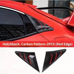 Resim Hightower 16-21 Civic Tenth Generation İçin Arka Pencere Karbon Desenli Kırmızı Körüklü Kaput 