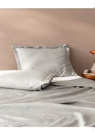 Resim Madame Coco Esther Çift Kişilik %100 Pamuk Yatak Örtüsü - Gri Gri 