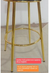 Resim J&S QUALİTY Bar Sandalyesi , Şık Tasarım Krom Kaplama 75 Cm Bar Taburesi. 