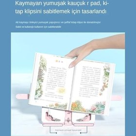 Resim Taşınabilir Tablet Standı,üstü Telefon Tutucu Standı - Çok Fonksiyonlu Kitap Tutucusu - Katlanabilir Cep Telefonu Tutacağı, Yemek Kitabı, Ders Kitabı, Tarif için Telefon Desteği 