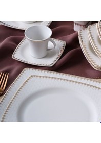 Resim Güral Porselen Caroline 54 Parça 12 Kişilik Yemek Takımı 6567 Krem 