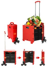 Resim Genel Markalar Portatif Teleskopik Uzar Merdiven Çıkabilen Alışveriş Koli Yük Paket Taşıma El Pazar Arabası 100 Kg 