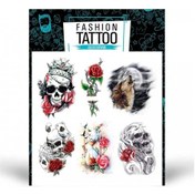 Resim Kurukafa Gül Geçici Dövme,Geçici Tattoo 15,5X16Cm,Vücut Dövme,Kol 