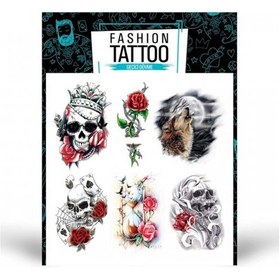 Resim Kurukafa Gül Geçici Dövme,Geçici Tattoo 15,5X16Cm,Vücut Dövme,Kol 