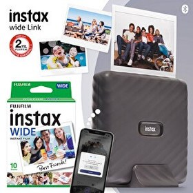 Resim Fujifilm Instax Wide Link Gri Akıllı Telefon Yazıcısı ve 10'lu Film 