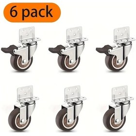 Resim Dashanshop 6 Adet 1.25 İnç Frenli + 3 Bağlantılı Döner Tekerlek Mobilya Kilitli Tekerlek 