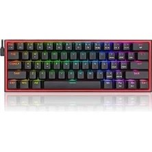 Resim Ala Store Redragon K617-RGB 16,8 Milyon Rgb Aydınlatma, Red Switch Fizz%60 Q Türkçe Kablolu Mekanik Oyuncu Klavyesi Siyah 
