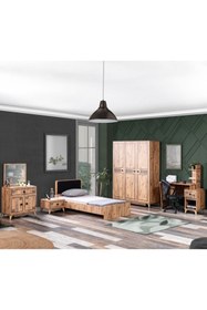 Resim Setay Atlantik Genç Odası - 3 Kapılı Dolap, Karyola, Komodin, Masa, Şifonyer 