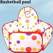 Resim Renkli Puantiyeli Katlanabilir Basketbol Hoop Oyun Tüneli - İç Mekan Gençler & Gençler Aktivite Havuzu, Yumuşak Polyester Malzeme, Kızlar İçin Eğlenceli Ev Oyun Evi 