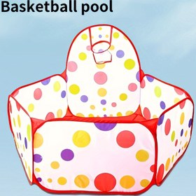 Resim Renkli Puantiyeli Katlanabilir Basketbol Hoop Oyun Tüneli - İç Mekan Gençler & Gençler Aktivite Havuzu, Yumuşak Polyester Malzeme, Kızlar İçin Eğlenceli Ev Oyun Evi 
