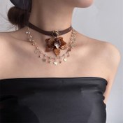 Resim Vintage Rhinestone & Faux Leather Flower Butterfly Kolye - Şık Siyah Zincir ile Partiler, Banketler ve Resmi Etkinlikler için Parlayan Aksesuarlar, Parti Aksesuarı, Lüks Aksesuar, Parıldayan Bitiş 