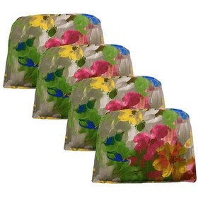 Resim Knsz sırt minderi 4 lü zng&mğr&uslu çiçek desen cırtlı tel bar sandalyesi sırtı için 