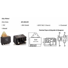 Resim 12v 80a Far Rölesi Braketli 4 Teminalli Elo 201005001 22010095 
