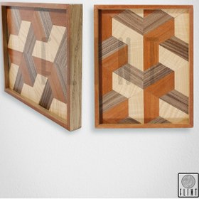 Resim El Yapımı Ceviz Meşe Elma Ağacı Üç Boyutlu Ahşap Kahve Tepsisi 