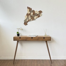 Resim Katalonya Ahşap Duvar Haritası - Çok Katmanlı ve Çok Renkli Ahşap Harita - Large | 60x60 cm 
