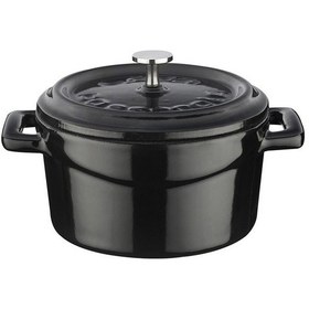 Resim Lava Döküm Mini Tencere Çap Ø 10 Cm. Trendy Serisi - Siyah Siyah 